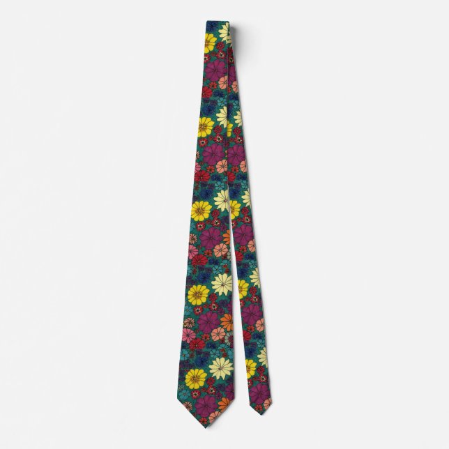 "Blommigt Roligt #1" Blomsterträdgård Neck Tie Slips (Framsida)