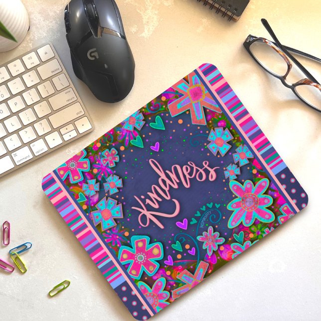 Blommigt Roligt Kindness Rand Inspiritivity Mouse Musmatta (Skapare uppladdad)