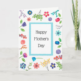 Blommigt Roligt Lycklig Mors dag Hälsning Kort