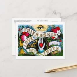 Blommigt Romantic Valentine Kärlek Vänskap Masonic Vykort