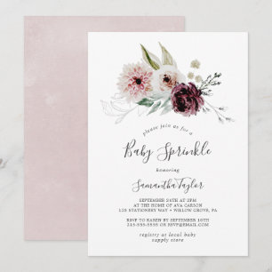 Blommigt Romantik Baby Sprinkle Inbjudningar