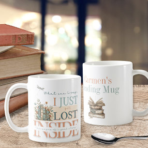 Blommigt Romantik Bok Theme Personlig Bookish Kaffemugg