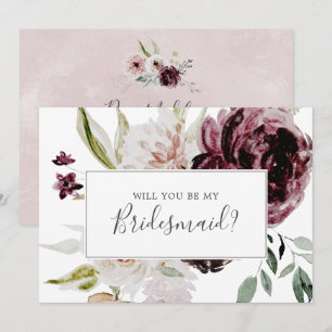 Blommigt Romantik Bridesmaid Frieri kort
