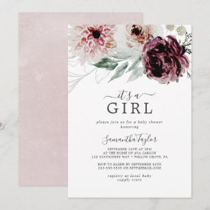 Blommigt Romantik Det är en liten babyskö Inbjudningar