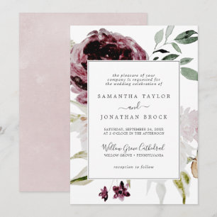 Blommigt Romantik Formellt Bröllop Inbjudningar