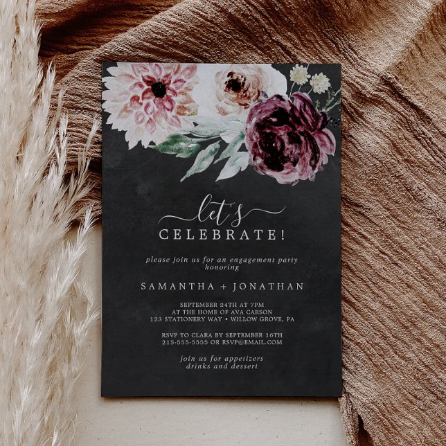 Blommigt Romantik | Grått-Låt oss firma Inbjudningar (Skapare uppladdad)