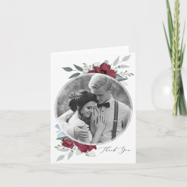 Blommigt Romantik Tack Inbjudan (Framsida)