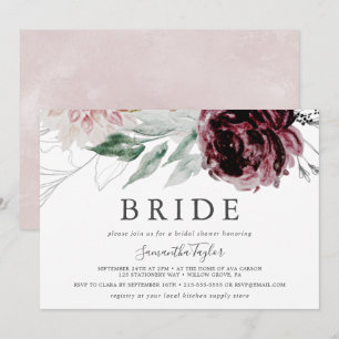 Blommigt Romantik Vågrät Bride Möhippa Inbjudningar