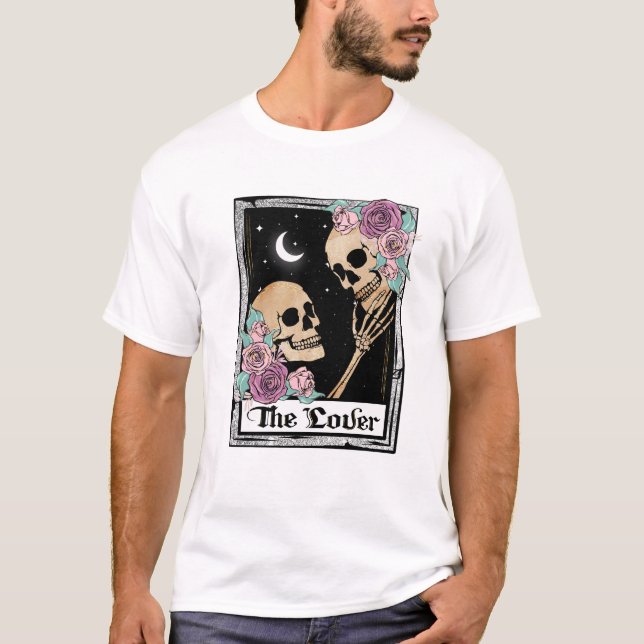 Blommigt Romantiska Skeletons T Shirt (Framsida)