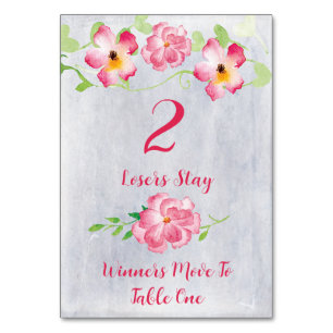 Blommigt Rosa #2 Bunco Bord Card Bordsnummer
