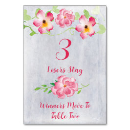 Blommigt Rosa #3 Bunco Bord Card Bordsnummer