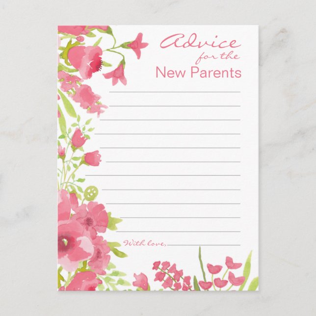 Blommigt Rosa Adress Rådkort (Framsida)