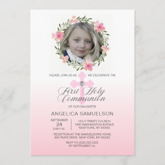 Blommigt Rosa av utandningsluft Kommunision GIRL 1 Inbjudningar