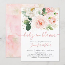 Blommigt  Rosa Baby i bloombabyskor Inbjudningar