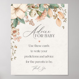  blommigt rosa babyduschråd för baby-skylt poster