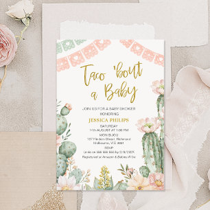 Blommigt Rosa Banner Taco Bout A Baby Baby Shower Inbjudningar