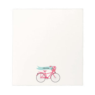 Blommigt Rosa Bike Monogram Anteckningsblock