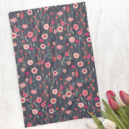 Blommigt Rosa Black Mönster Kökshandduk
