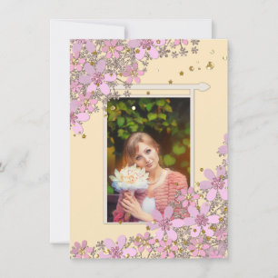 Blommigt rosa Blad polka dots glitter shin Inbjudningar