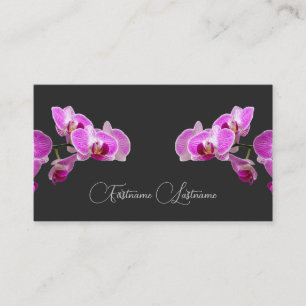 Blommigt rosa blommar calligraphy mörk grått visitkort
