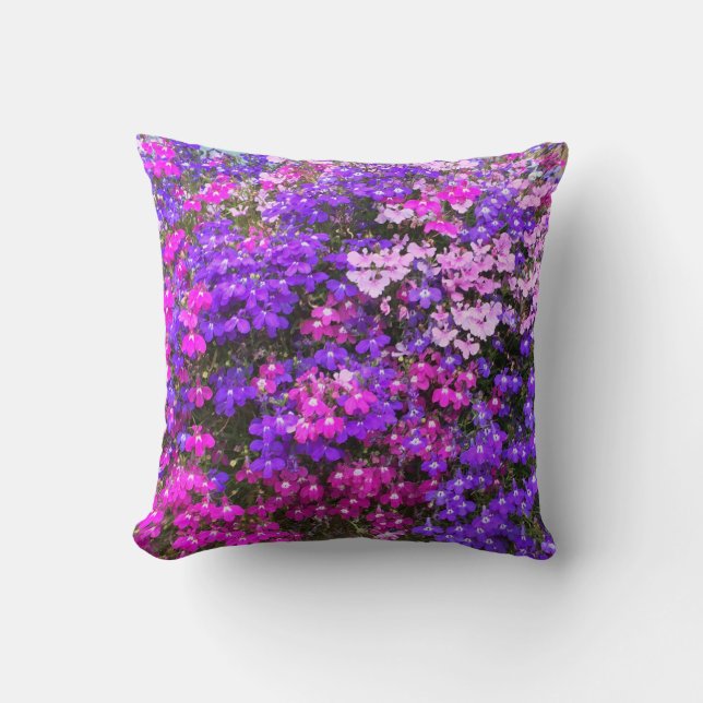 Blommigt Rosa Blue Fushia Blommigt Porch Kudde (Framsida)