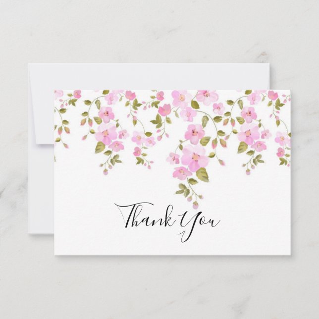 BLOMMIGT ROSA BOTANICAL TACK DU CARD KORT (Framsida)