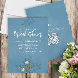 Blommigt Rosa Botanisk Vintage Elegant Ro QR-kod Inbjudningar