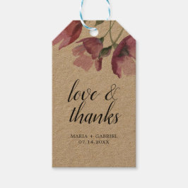 Blommigt rosa bouquet Bröllop Tack Gift Märkres Presentetikett