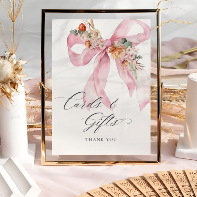 Blommigt Rosa Bow Baby i blodkort och presenter Poster (Skapare uppladdad)