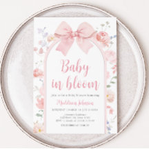 Blommigt Rosa Bow Baby i Bloom Baby Shower