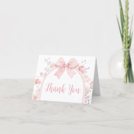 Blommigt Rosa Bow Baby i Bloom Baby Shower Tack Kort