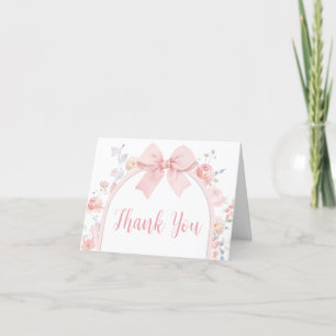 Blommigt Rosa Bow Baby i Bloom Baby Shower Tack Kort