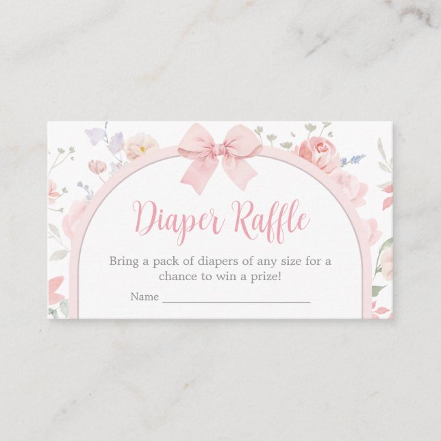 Blommigt Rosa Bow Baby i Bloom Diaper Raffle Tilläggskort (Framsida)
