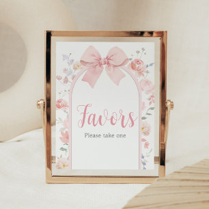 Blommigt Rosa Bow Baby i favoriter för babybabysko Poster