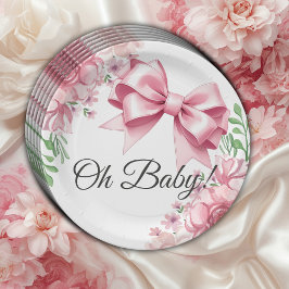 Blommigt Rosa Bow Baby Shower
