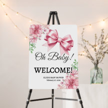 Blommigt Rosa Bow Baby Shower