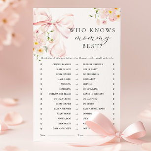 Blommigt Rosa Bow Baby Shower Activity Games