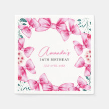 Blommigt Rosa Bow Coquette Sweet 16 Birthday