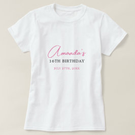 Blommigt Rosa Bow Coquette Sweet 16 Birthday T Shirt
