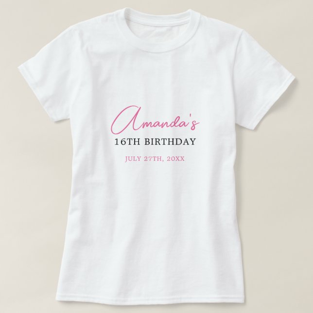 Blommigt Rosa Bow Coquette Sweet 16 Birthday T Shirt (Design framsida)