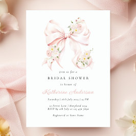 Blommigt Rosa Bow Inbjudningskort för möhippan