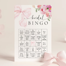 Blommigt Rosa Bow Möhippa Bingo-spel Brevpapper