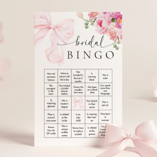 Blommigt Rosa Bow Möhippa Bingo-spel Brevpapper