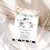 Blommigt Rosa Bows Heliga Cow Baby Shower