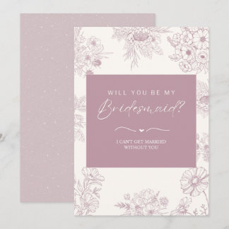 Blommigt Rosa Bridesmaid Frieri kort