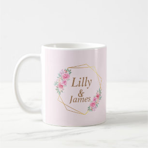 Blommigt Rosa bröllop Kaffemugg