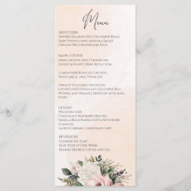 Blommigt  Rosa Bröllop Menu