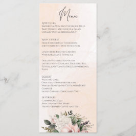 Blommigt  Rosa Bröllop Menu Meny