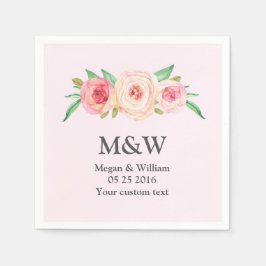 Blommigt Rosa Bröllop Napkin Pappersservett