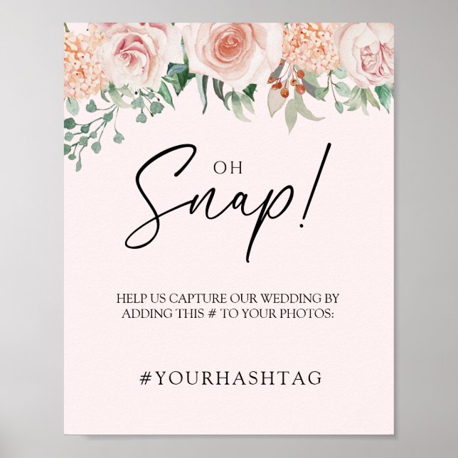  Blommigt Rosa Bröllop Oh Snap Poster (Framsidan)